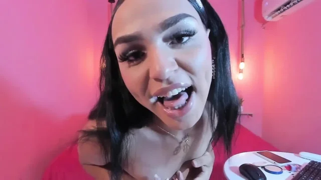 Cute Trans Likes to Play with Her Cock and Wiggle Her Ass