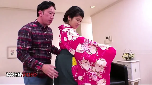 Steamy Japanese wife fucks hard post passionate kimono blowjob session