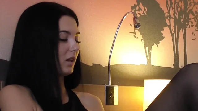 Big tits skinny girl teases a guy in a hotel room