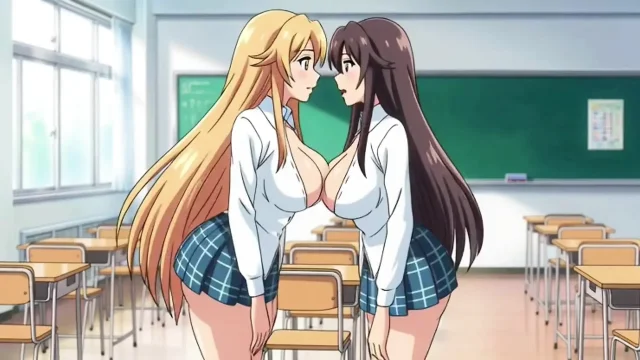 Two Girls in Uniforms Hot Kiss