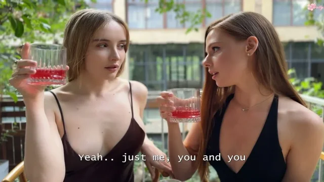 Threesome Sex on the First Date Lucky Guy Fucks Two 19-year-old Stepsisters