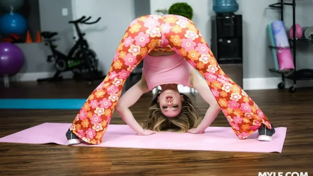 MILF's Sensual Stretching - Willing Stepson Coaxed Into a Hardcore Workout