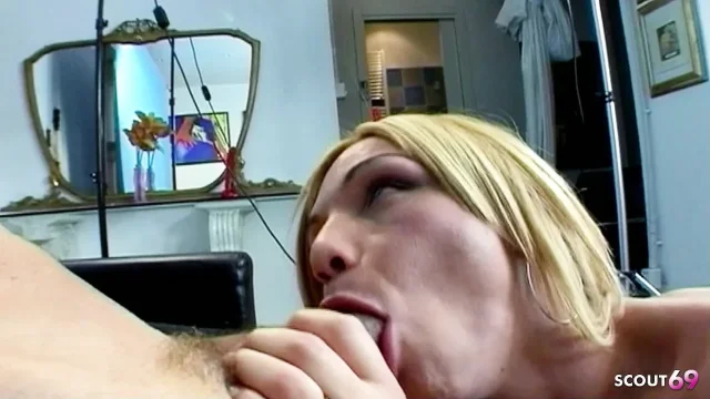 Blonde Big Tit Tranny Dany Fucks Guy in the Ass After Party and Gets Cumshot