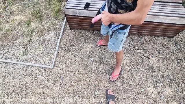 Random Femboy Jerks My Cock and Eats My Cum in Park