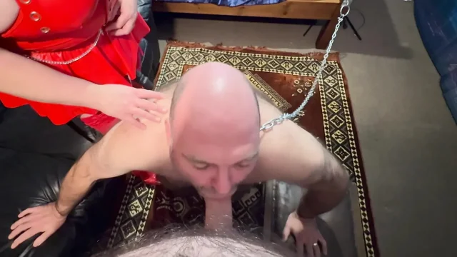 Domina gets BooBoo to suck cock and get fucked
