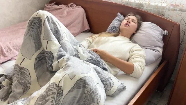 Morning masturbation ended in a loud orgasm I caress my tight pussy