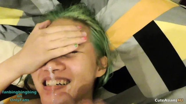 Asian sucking POV She loves cum on her face