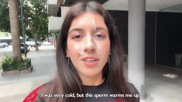 I love to Walking Covered in Cum Please Cum on my Face - Cumwalk on Street