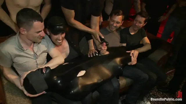 Big Cock Slave Is Publicly Humiliated and Caught in the Cum Fest