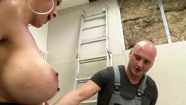 Busty blonde MILF milked on her big boobs