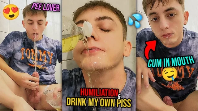 18-year-old boy humiliates himself by drinking his own piss