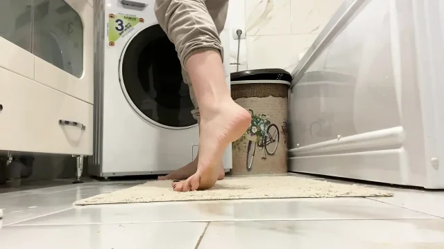 walking around in bare feet