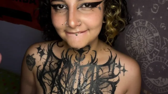 Beautiful Colombian goth woman gets her stepbrother's milk