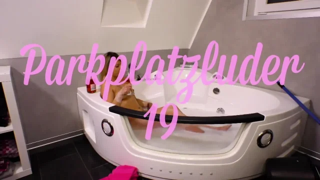 Big ass blonde sprayed in her mouth in the bathroom