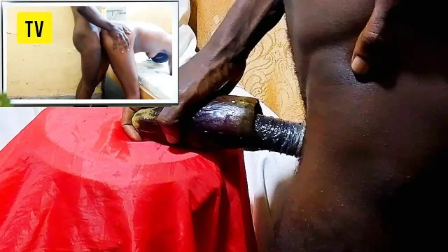 Fucking egg plant and feeling as real pussy while watching porn movie all what I