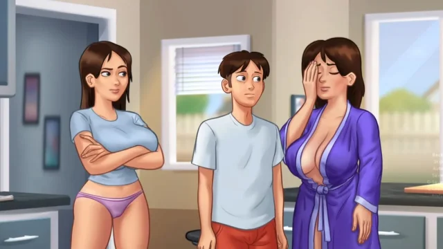 Summertime Saga Hot Busty MILF Landlady Helps With Her Tenant Wet Dreams They Get Caught By DarkCookie