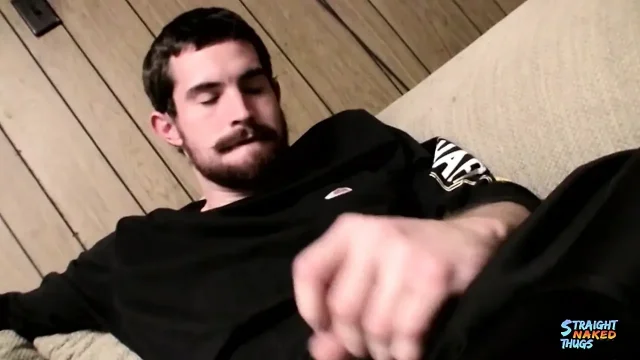 StraightNakedThugs Handsome Bearded Hunter Strokes And Blasts Warm Cum