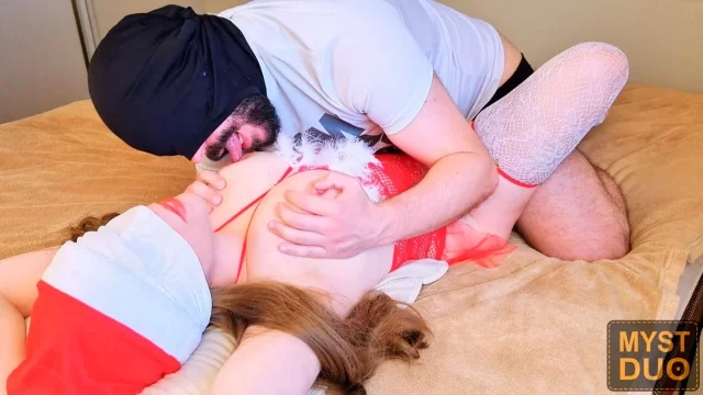 Sucking boobs of the obedient girl
