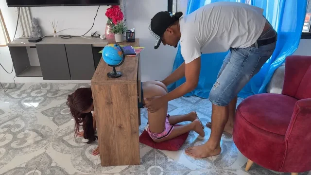My little stepsister gets stuck and I take the opportunity to fuck her and cum