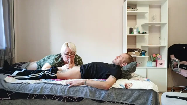 Stepmom sucks out every last drop of cum
