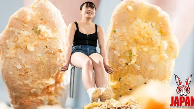Mimi Filling Her Boots with Food Food Fetish Presentation in Stockings - 4k Video
