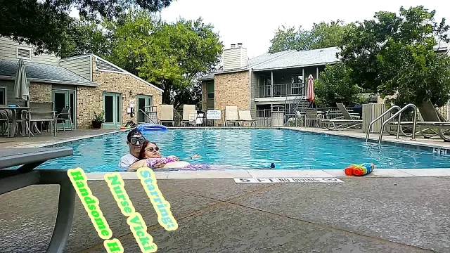 BBW Nurse Vicki Play Time in the Pool with Handsome Harry