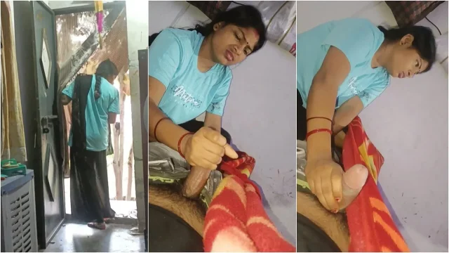 My girlfriend's mom came when my girlfriend was doing a handjob then when my