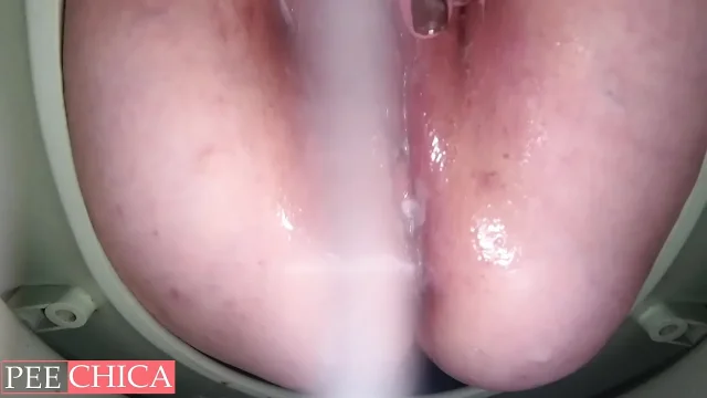 Creampie dripping and piss after cum inside