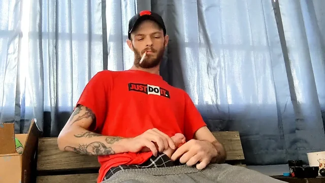 Stroking My Big Cock on My Smoke Break