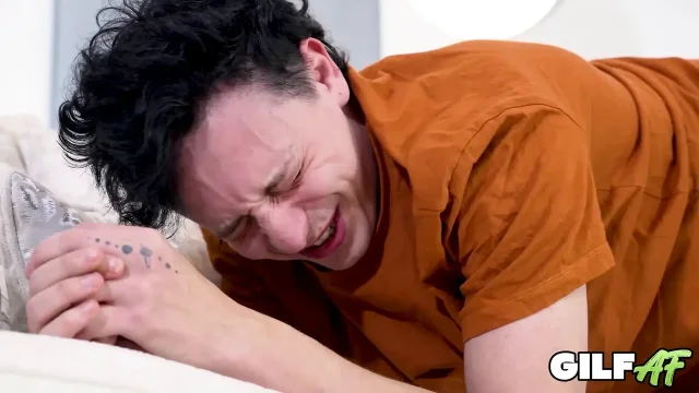 GilfAf- Granny Claire Knight Spanks Masturbating Lad and Rides Him Hard