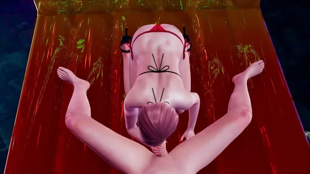 Sexy Yuuki in a Red Bikini Pool Animation - Delight in Sloppy Blowjob with