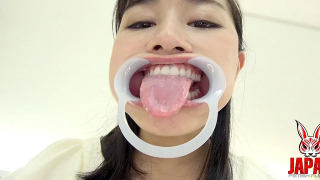 Tomoka Akaris Tongue Glistens - Wet Curled and Dripping Spit Onto the Dildo She