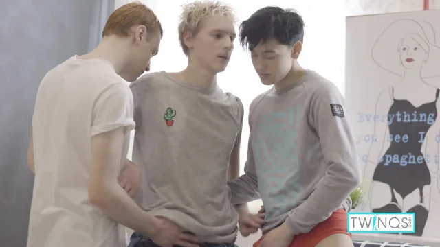 Naughty twinks Logan Michael and Nico in a messy threesome