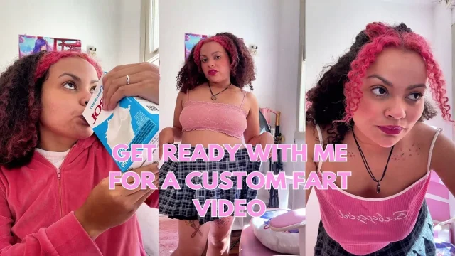 Get Ready with Me for Custom Fart Fetish Video Drinking Milk and Getting Super Gassy