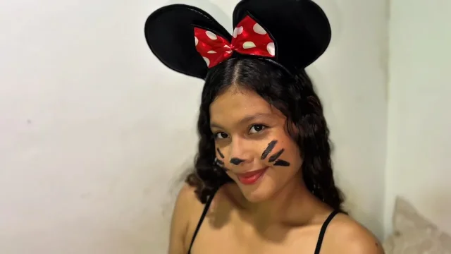 Little Minnie Mouse got very horny this Halloween night