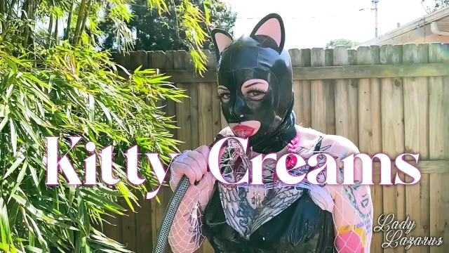 Rubber latex fishnet kitty pussy play