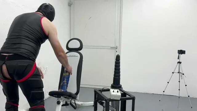 Masked Gimp 48cm mr Ed Dildo Anal Fucking Machine Huge 89cm Plug & Post Attempt