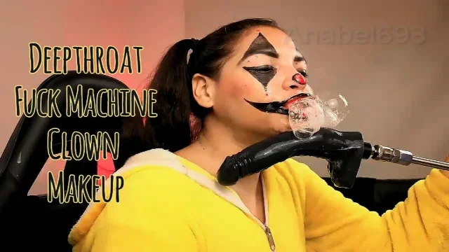 Naughty Clown Fucks Her Throat with a Fuck Machine