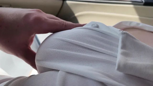 Touching Hot Big Boobs No Bra in the Car Beautiful Babe after College 18