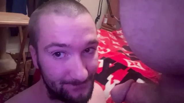 Grandpa feeds his slaveboy