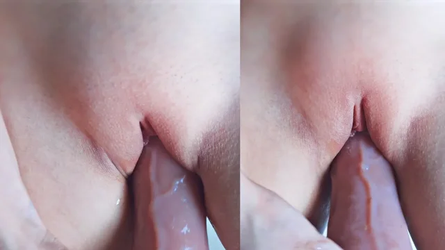 Pink Pussy Stretched Wide by Huge Dildo - Wet and Intense Solo Play