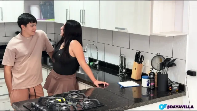 The roommate catches me HARD in the KITCHEN AGAIN