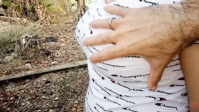 Being breastfed outside the house with your big natural tits is the best way to