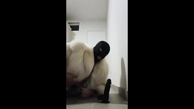 Fur sissy slut deepthroat and anal dildo ride