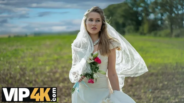 BRIDE4K Threesome with sexy teen bride with natural tits in the car