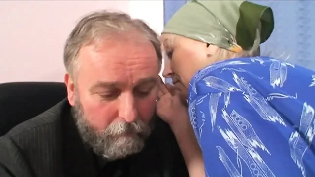 Boss bangs the young secretary and the old cleaning lady assists
