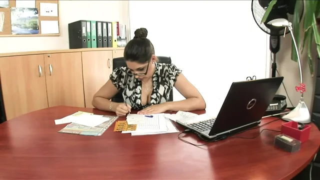 Fantastic lesbian sex in the office