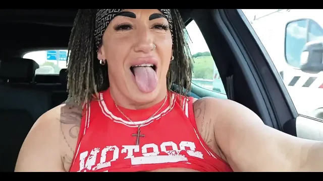 I Take Out My Tits and Fuck Myself in the Car so They Can See Me