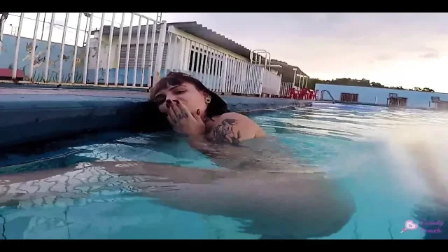 Horny Swimming Naked in the Pool