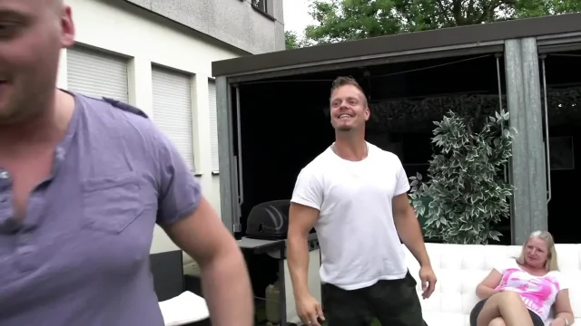 Big ass BBW fucked outdoor while husband is out